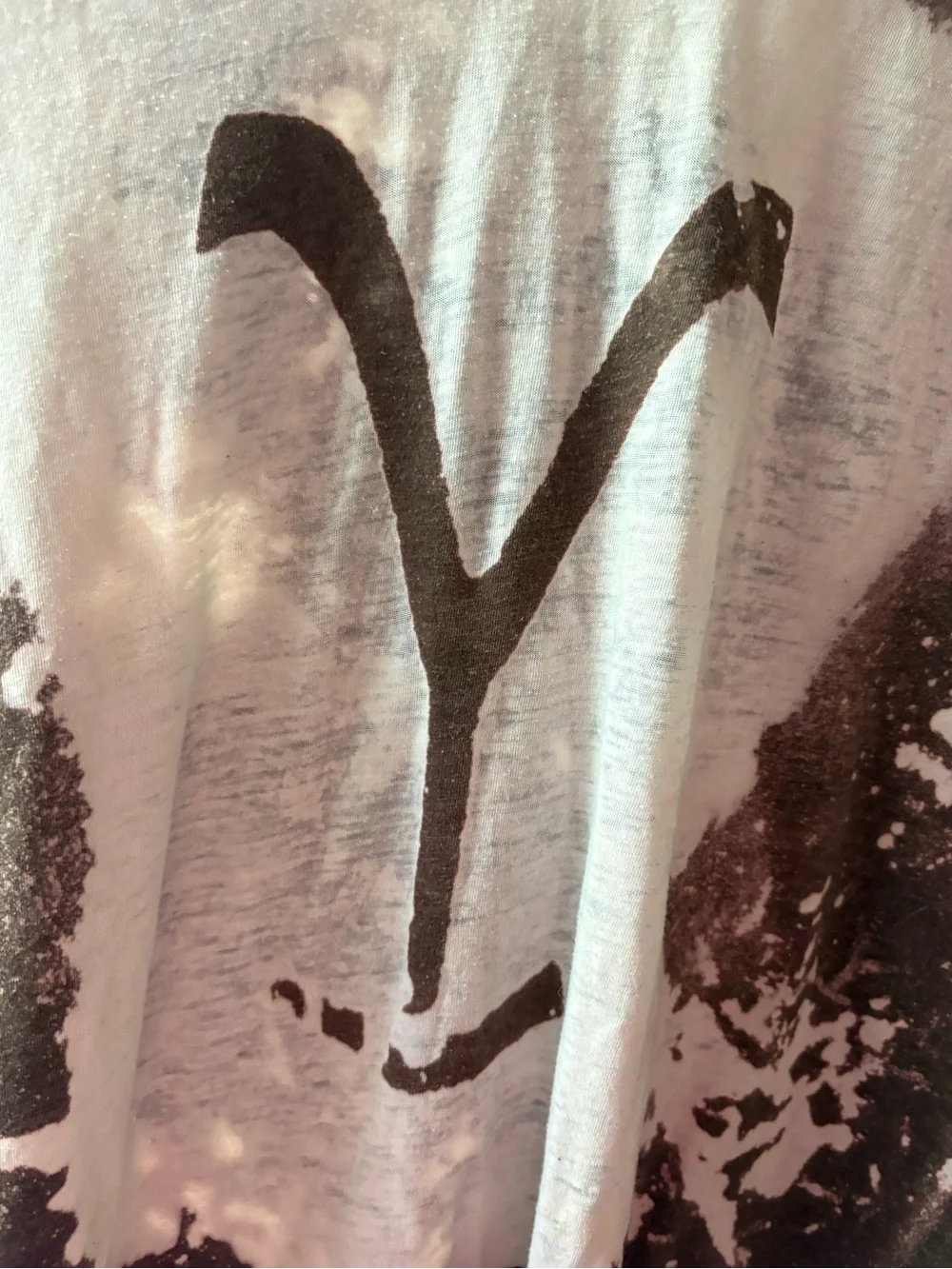 Next Level Apparel Brown and White Bleach-Effect V-Neck Tee